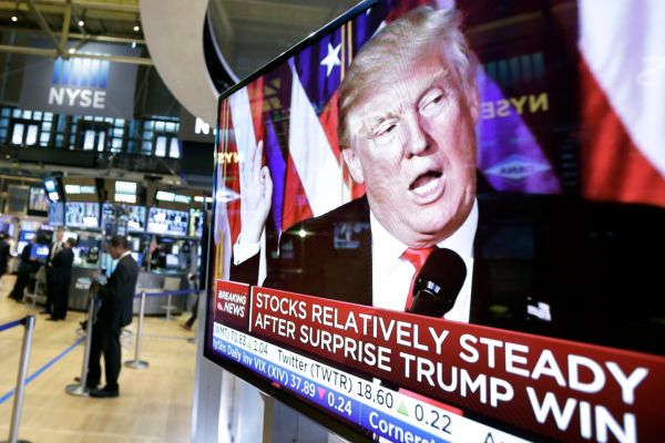 President-elect Donald Trump on a television screen