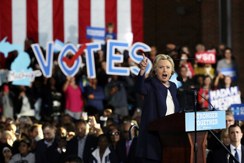 U.S. Democratic presidential nominee Hillary Clinton speaks during a campaign rally in Detroit Michigan U.S