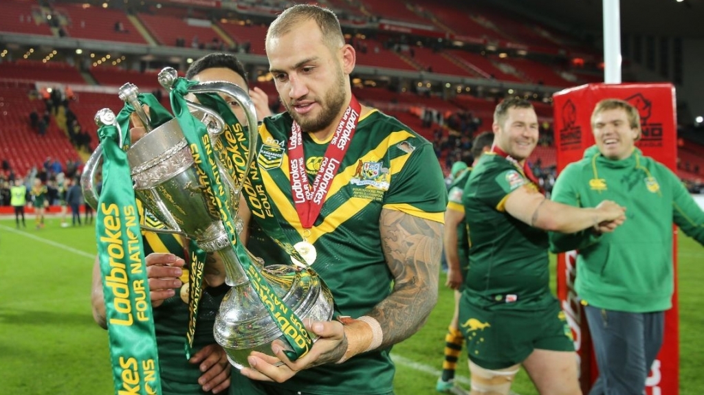 WELL-EARNED SILVERWARE Blake Ferguson was one of the form players of the Four Nations scoring the Kangaroos first try in all four games