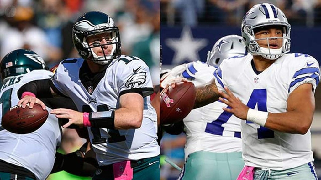 Philadelphia Eagles quarterback Carson Wentz and Dallas Cowboys quarterback Dak Prescott