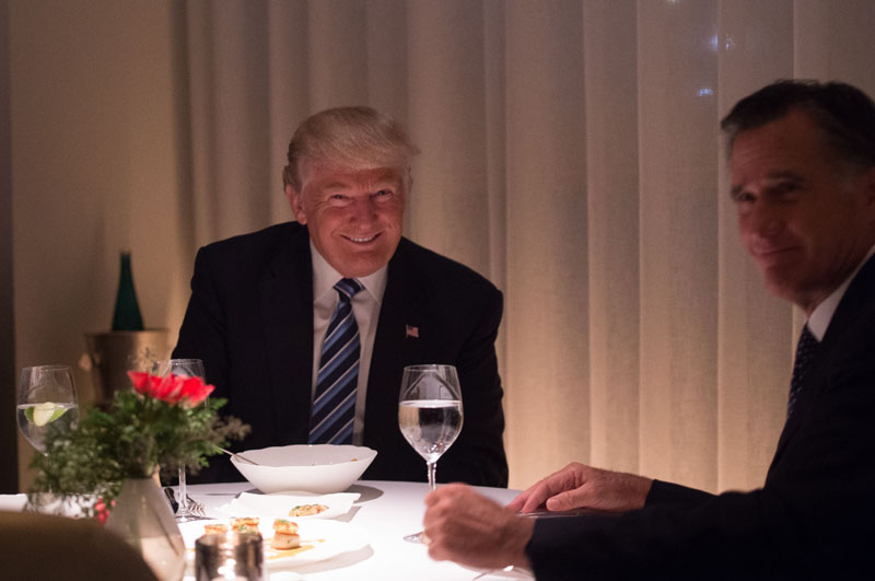 U.S. President-elect Donald Trump dines with Mitt Romney at Jean Georges restaurant at Trump International Hotel and Tower Tuesday