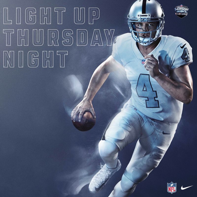 A look what Oakland Raiders Quarterback Derek Carr will look like tonight in the latest edition of the NFL Color Rush