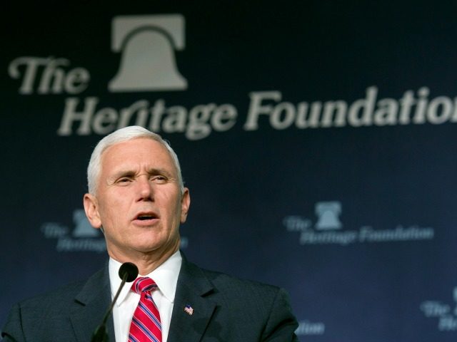 Vice President-elect Mike Pence addresses the Heritage Foundation's 2016 President's Club Meeting in Washington Tuesday Dec. 6 2016