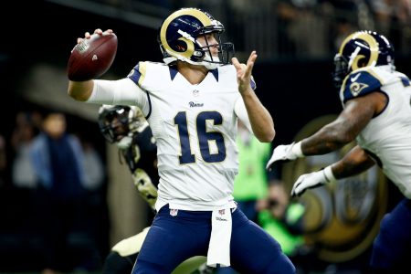 Nov 27 2016 New Orleans LA USA Los Angeles Rams quarterback Jared Goff throws against the New Orleans Saints during the first quarter of a game at the Mercedes Benz Superdome. Mandatory Credit Derick E. Hingle-USA TODAY Sports