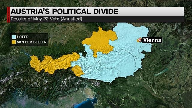 Austria's political divide map