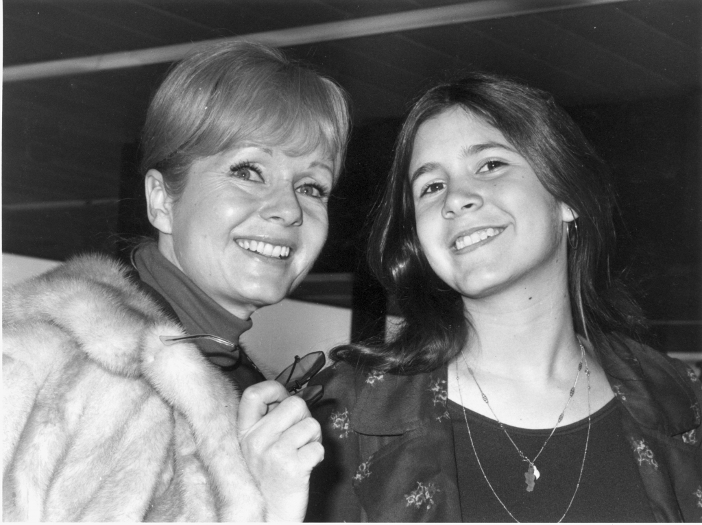 12th February 1972 American actress Debbie Reynolds with her daughter Carrie Fisher