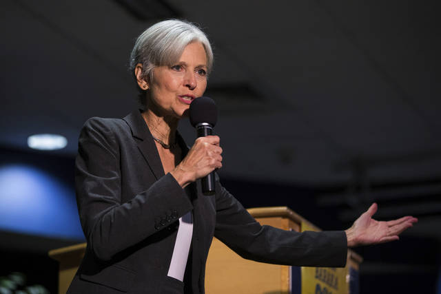 Green Party presidential candidate Jill Stein delivers remarks at Wilkes University in Wilkes-Barre Pa. Hillary Clinton's aides and supporters are urging dispirited Democrats to channel their frus