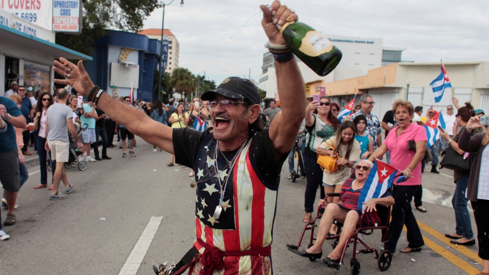 Cuban Americans celebrate Castro's passing in Miami's Little Havana district