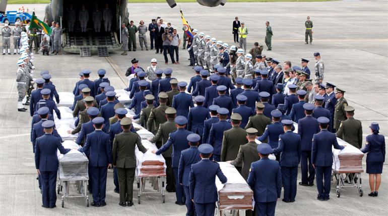 Brazil's President Michel Temer arrives in Chapeco as bodies of soccer crash victims are returned