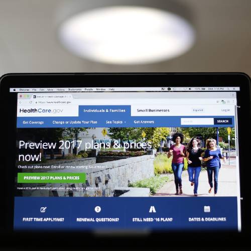 2017 website home page on display in Washington. Health insurance experts say the decision to buy 2017 coverage on the Affordable Care Act’s public exchanges shouldn’t boil down