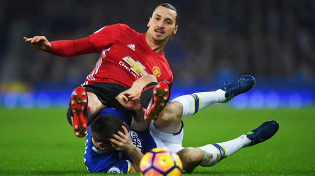 Retrospective action? Zlatan Ibrahimovic seemingly kicked Seamus Coleman in the head