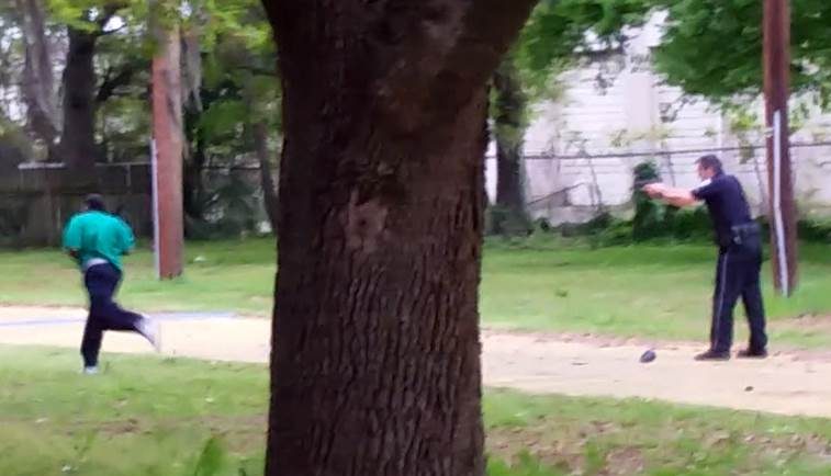 Frame grab of video showing Officer Michael Slager. shooting Walter Scott