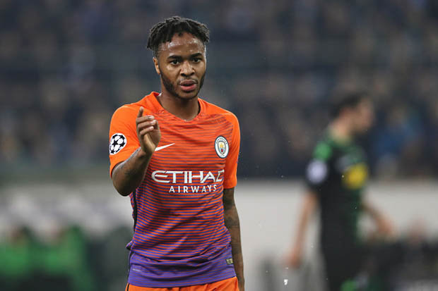 Raheem Sterling playing for Manchester City