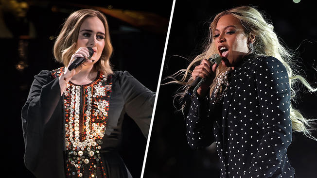 Getty Images File Adele and Beyonce