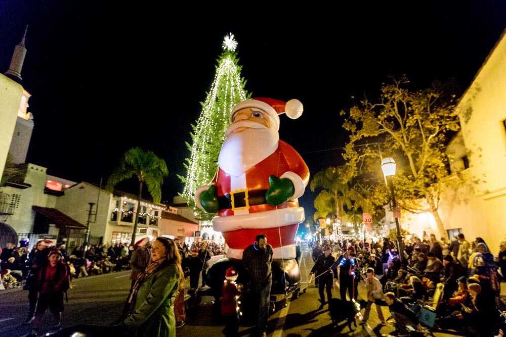 An estimated 3,000 participants made their way down State Street for Santa Barbara’s annual holiday parade Friday night