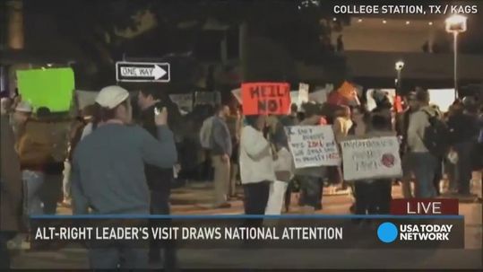 Students protest white supremacist at Texas A&M University