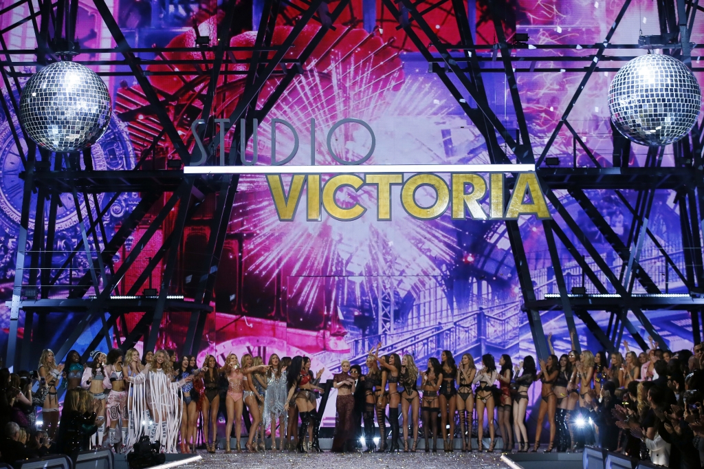 Models acknowledge applause at the end of the Victoria's Secret Fashion Show inside the Grand Palais in Paris Wednesday Nov. 30 2016. The pulse-quickening celebrity-filled catwalk event of the year: the Victoria's Secret fashion show takes