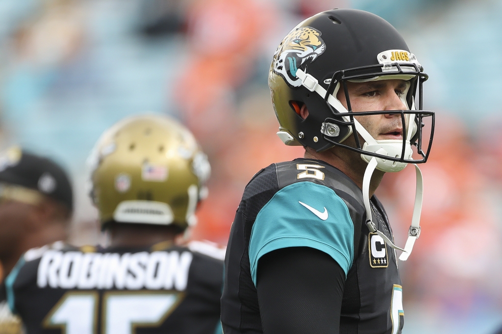 Dec 4 2016 Jacksonville FL USA Jacksonville Jaguars quarterback Blake Bortles warms up prior to a game against the Denver Broncos at Ever Bank Field. Mandatory Credit Logan Bowles-USA TODAY Sports