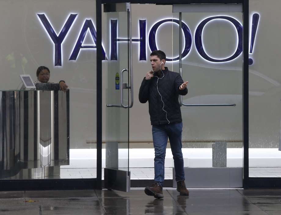 A man leaves the Yahoo office building on Fifth Street in San Francisco,The tech giant revealed that a data breach in August 2013 may have revealed the personal information of more than 1 billion users