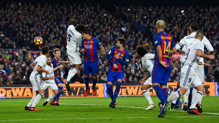 Luis Suarez scored the opener for Barcelona during the El Clasico clash