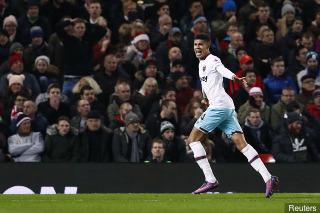 West Ham United's Ashley Fletcher celebrates scoring their first goal