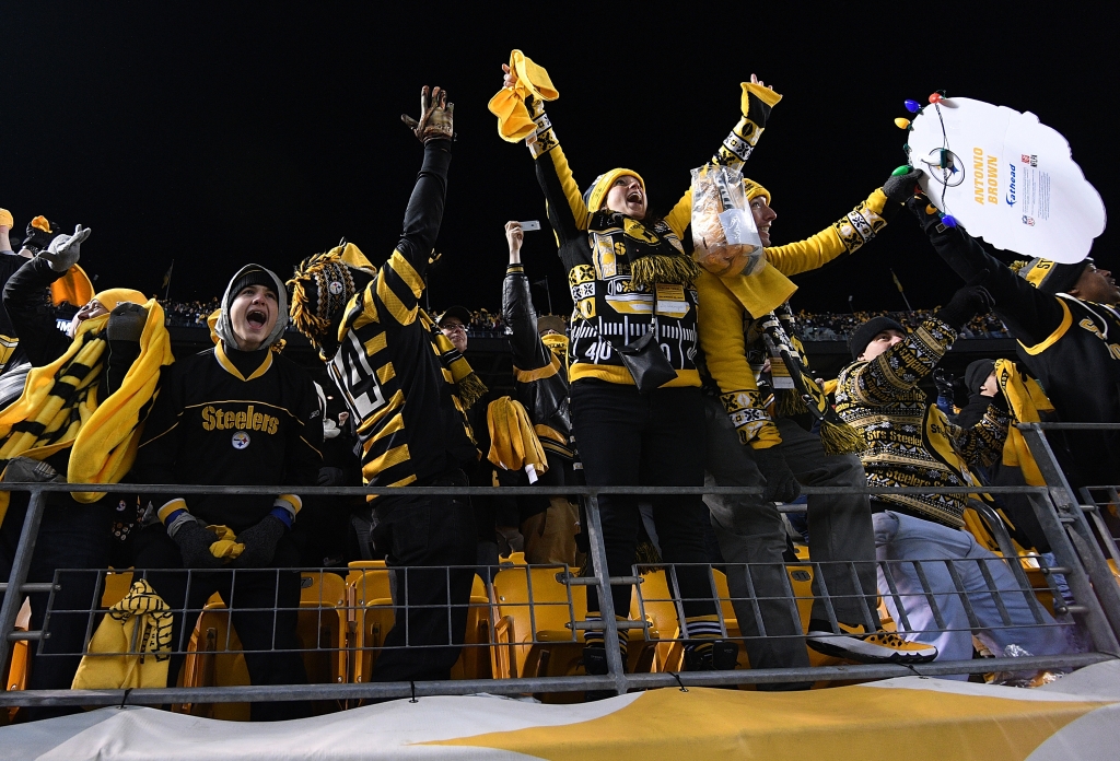 PITTSBURGH PA- DECEMBER 25 Pittsburgh Steelers fans react in the final moments of the Pittsburgh Steelers 31-27 win over the Baltimore Ravens at Heinz Field