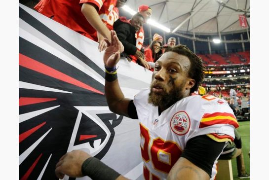 Kansas City Chiefs strong safety Eric Berry greets fans after an NFL football game against the Atlanta Falcons Sunday Dec. 4 2016 in Atlanta. The Chiefs won 29-28