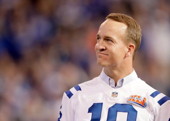 Peyton Manning former Indianapolis Colts quarterback reacts during