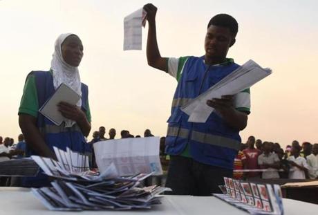 Electoral officials counted votes at a polling station in Tamale Ghana on Wednesday