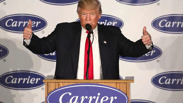 President-Elect Donald Trump speaks at an event at Carrier HVAC plant in Indianapolis Indiana U.S