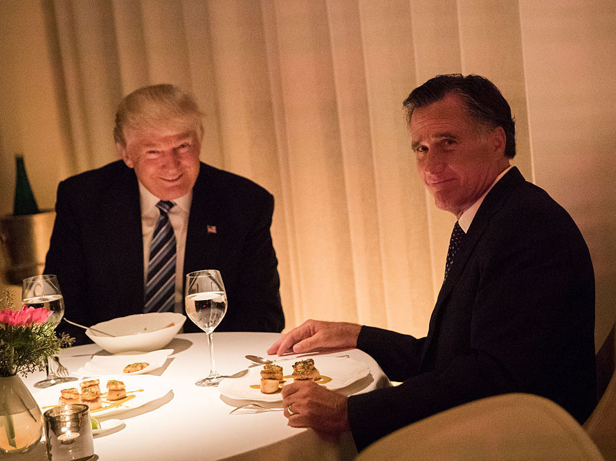 President-elect Donald Trump and Mitt Romney dine at Jean Georges restaurant on Tuesday evening.   Drew Angerer    
  Getty Images