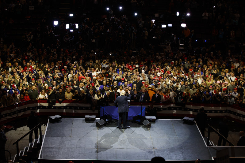 President-elect Donald Trump gestures as he speaks during a'USA Thank You tour event on Dec. 1 2016 in Cincinnati