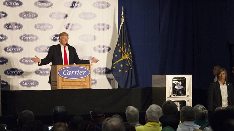 President-elect Donald Trump visits the Carrier plant on Indianapolis's west side. Drew Daudelin  WFYI