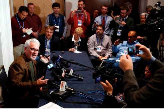 Chicago Cubs manager Joe Maddon answers a question from the media during Major League Baseball's winter meetings Tuesday Dec. 6 2016 in Oxon Hill Md