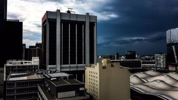 Storm clouds gather over Melbourne on Monday