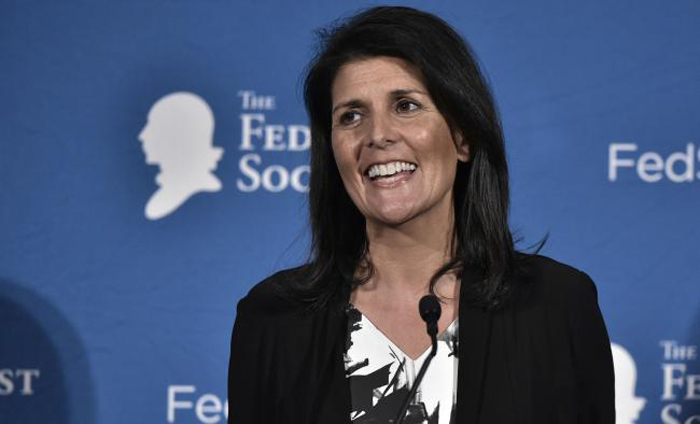 South Carolina Governor Nikki Haley is seen during the 2016 National Lawyers Convention sponsored by the Federalist Society in Washington D.C. in this Nov. 18 2016 file