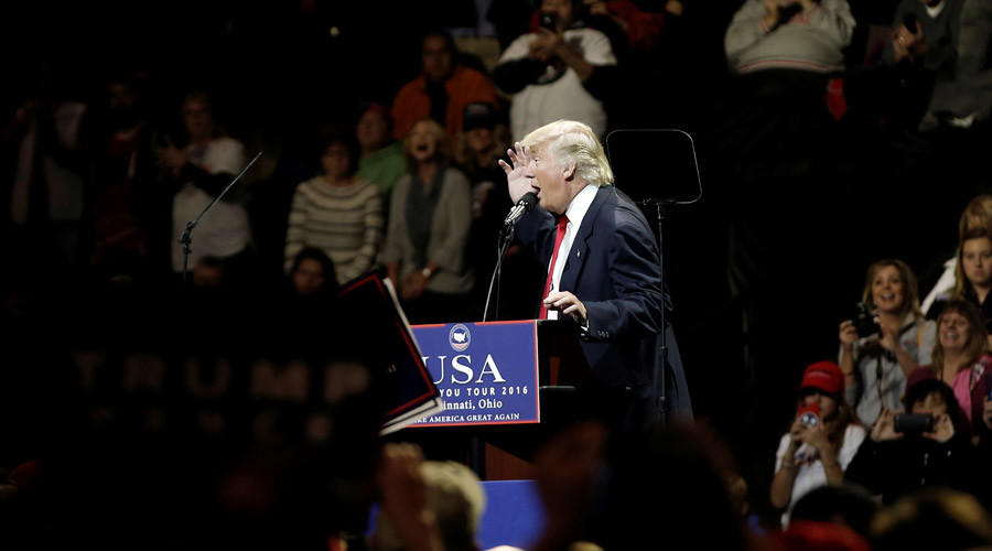 U.S. President-elect Donald Trump speaks at a USA Thank You Tour event at U.S. Bank Arena in Cincinnati Ohio U.S