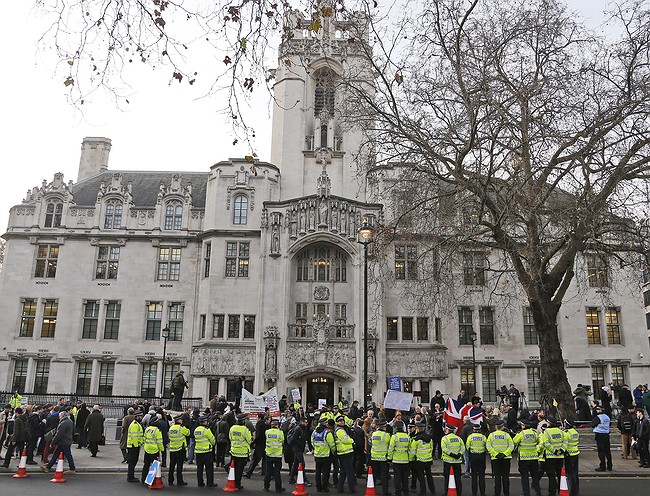 Top UK judges grill government lawyer on Brexit plans