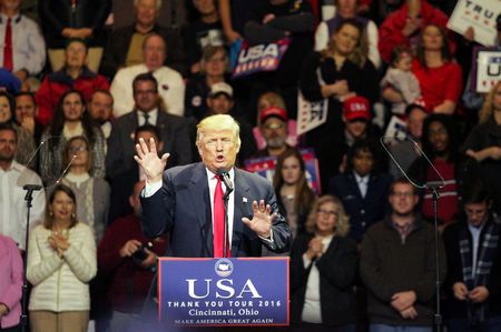 Donald Trump holds'USA Thank You Tour 2016 rally in Cincinnati Ohio