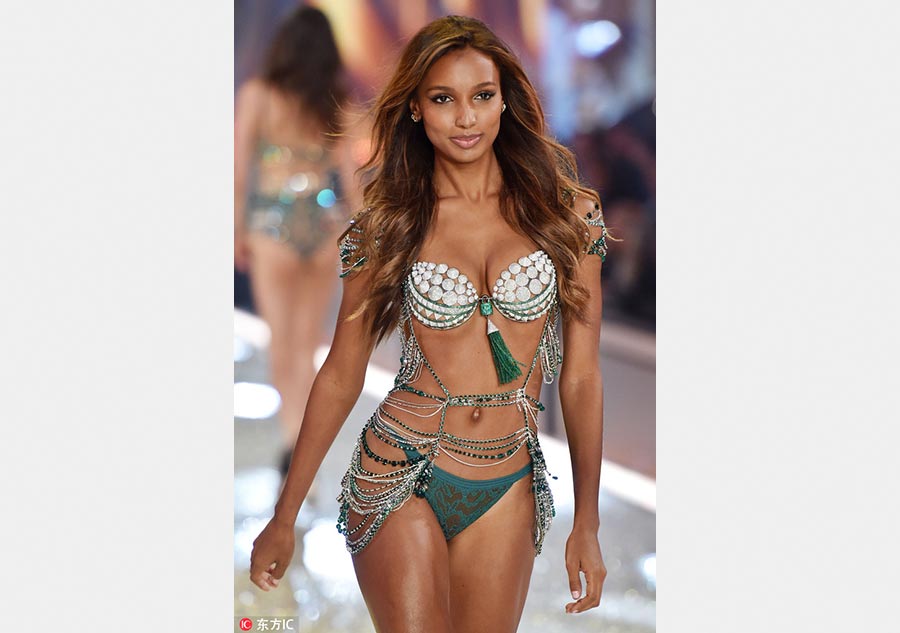 Model Jasmine Tookes wearing the fantasy bra at the Victoria