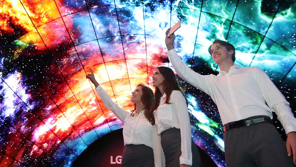 An LG OLED signage display is shown from a demonstration last year