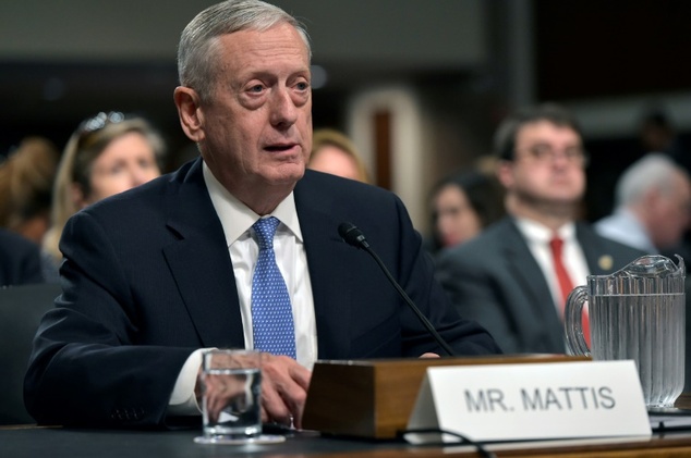 Retired Marine Corps general James Mattis testifies before the Senate Armed Services Committee on his nomination to be the next secretary of defense on Janua