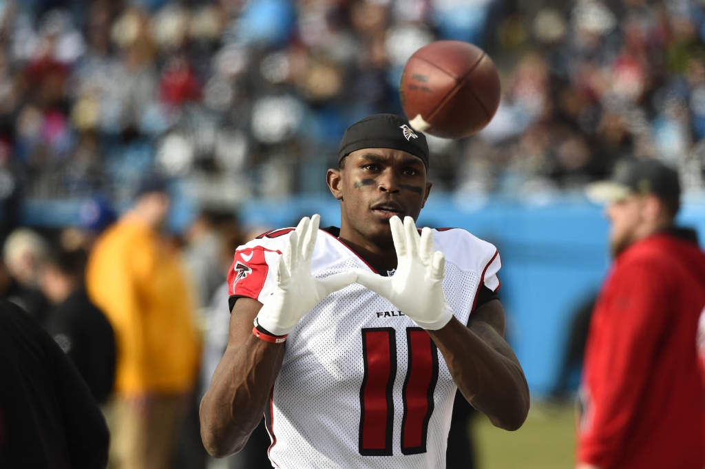 Dec 24 2016 Charlotte NC USA Atlanta Falcons wide receiver Julio Jones on the sidelines in the third quarter at Bank of America Stadium. Mandatory Credit Bob Donnan-USA TODAY Sports