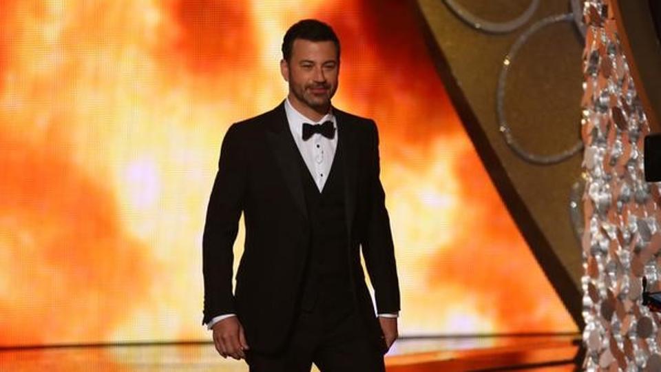 Host Jimmy Kimmel opens the show during the 68th Primetime Emmy Awards in Los Angeles