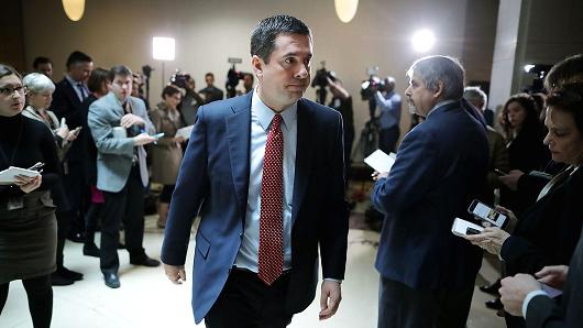 House Permanent Select Committee on Intelligence Chairman Devin Nunes walks away after talking to reporters in the U.S. Capitol Visitors Center