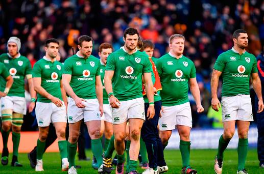 Ireland players including Robbie Henshaw centre following their side's defeat