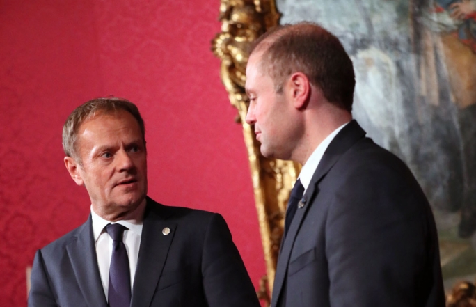 European Council President Donald Tusk and Prime Minister Joseph Muscat