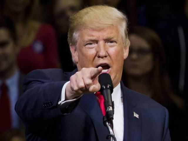 Republican presidential nominee Donald Trump speaks during a rally at Mohegan Sun Arena in Wilkes-Barre Pennsylvania