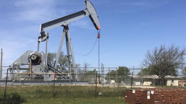 An oil pumpjack is seen in Velma Oklahoma