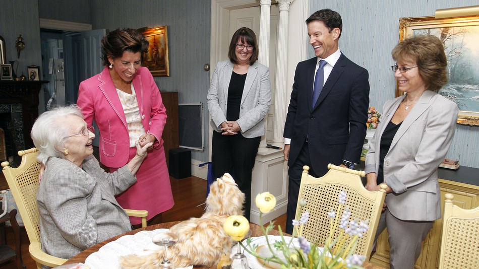 Ann Kondos on the far left is an 81-year-old Meals on Wheels client in Providence Rhode Island